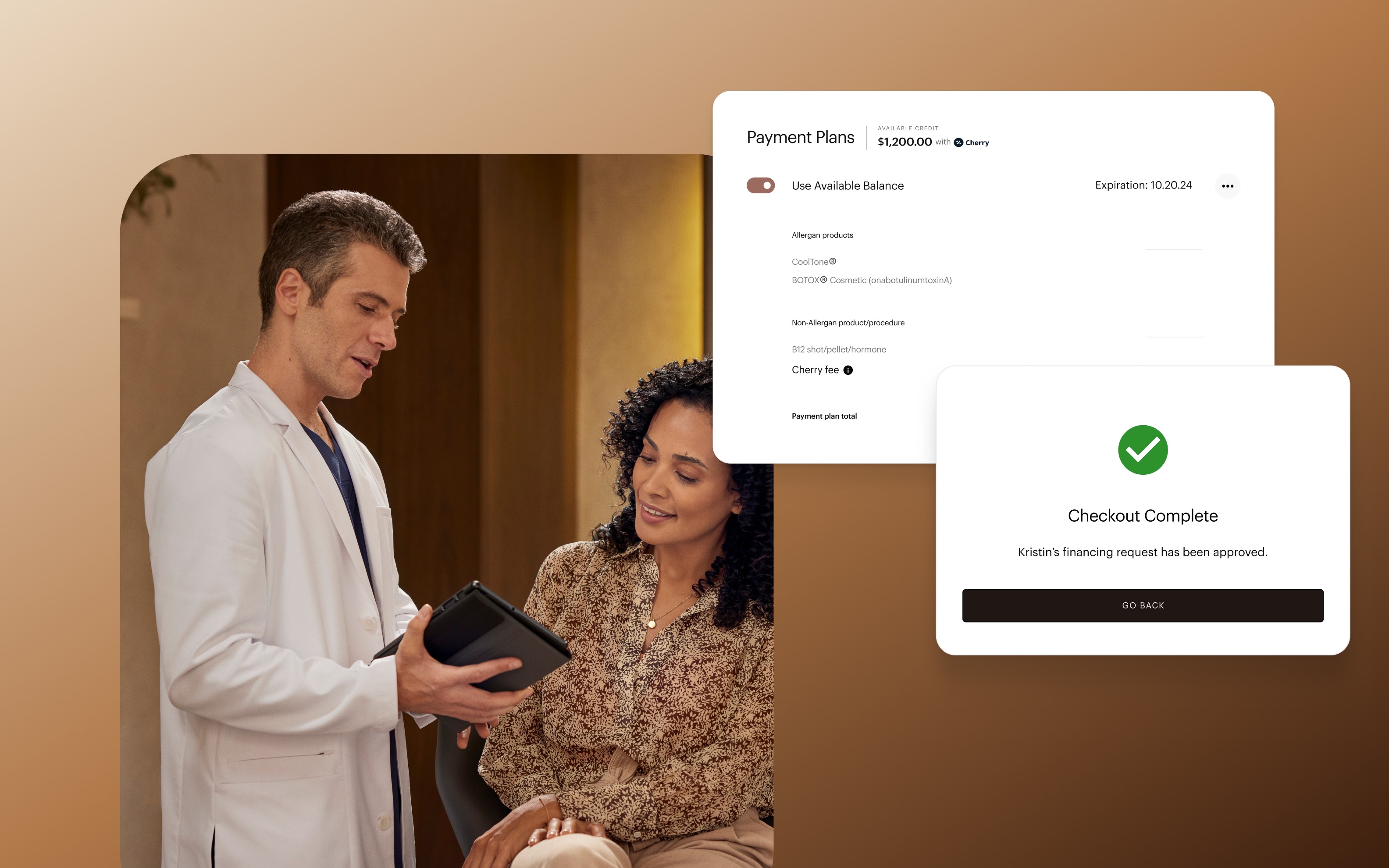 Pay Over Time: provider dashboard and in-clinic checkout
