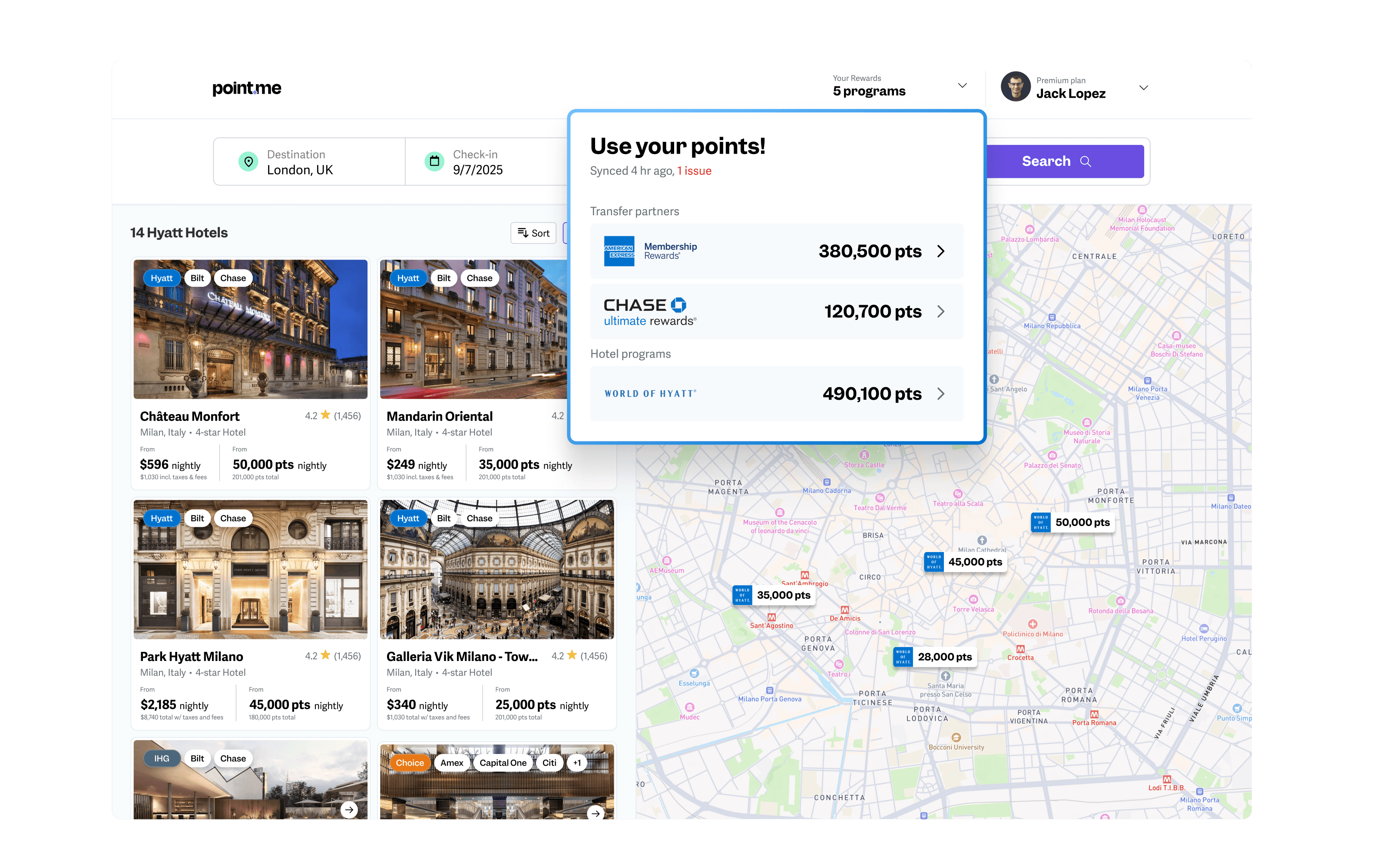 Point.me hotel search
